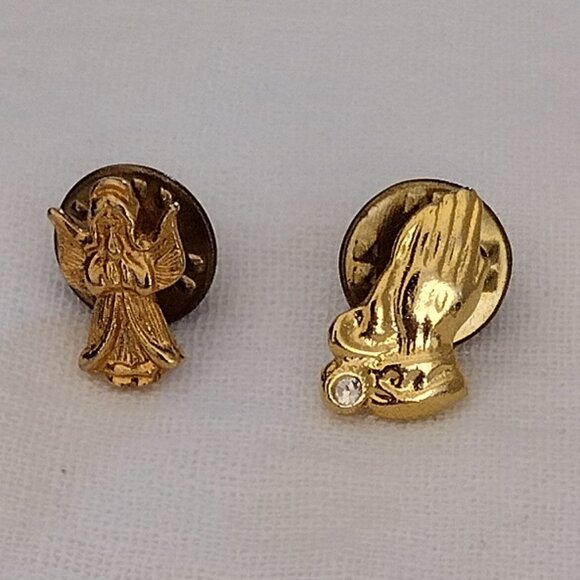 Jewelry - Vintage Miniature Praying Hands and Praying Angel Lapel Pin